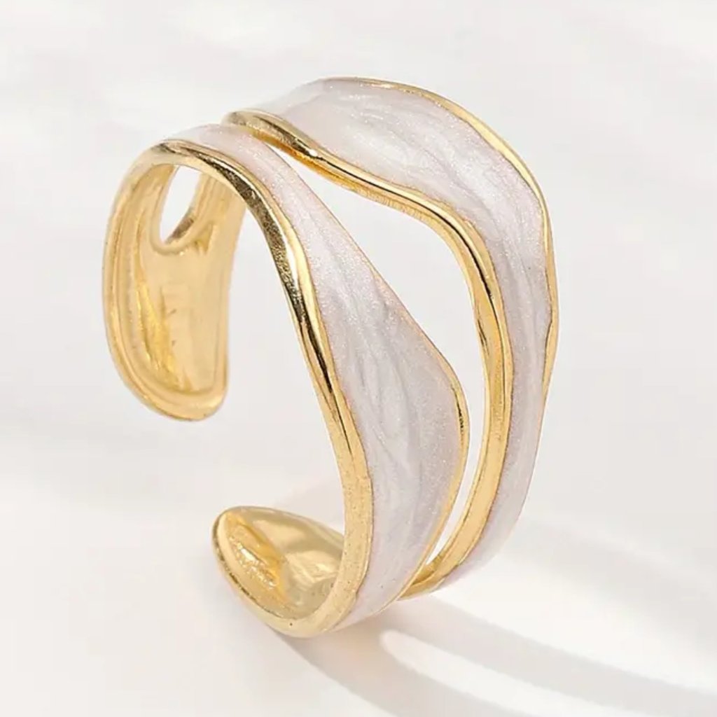 Ring - Exquisite White Enamel Adjustable Ring